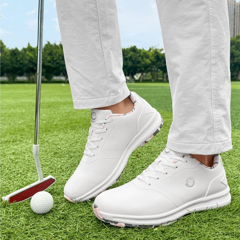 SDEQA Zapatos de Golf de Cuero Impermeables para Mujer, Informales, sin Clavos, Transpirables, Talla Grande