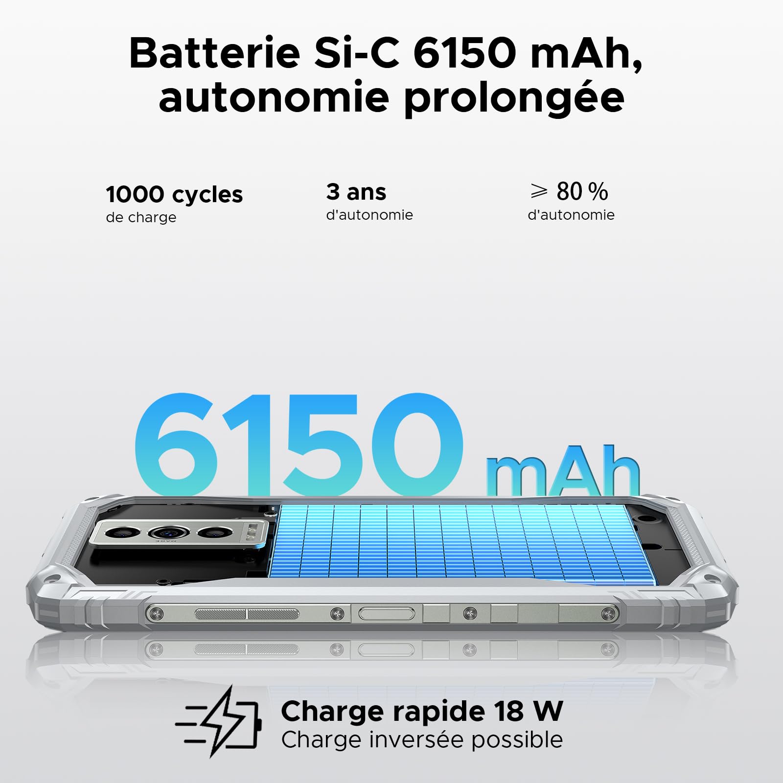 Blade10PRO-E Telephone Portable Incassable Smartphone | Android 15 4.5G 32Go RAM+256Go ROM/2TO, Écran 6.56" HD+ 90Hz, Batterie 6150mAh, NFC, Double SIM, Résistant et Léger (10.7mm)