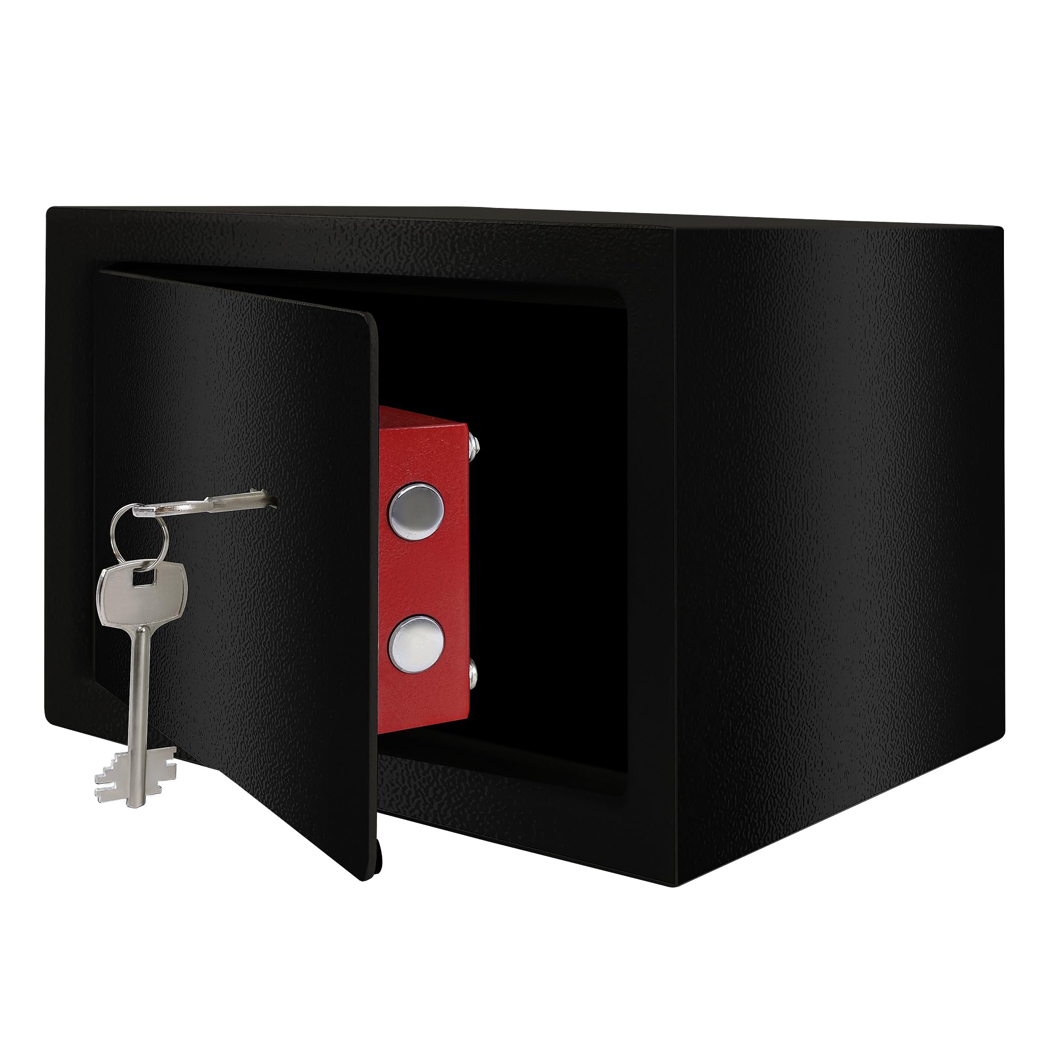 Froadp Coffre-fort coffre-fort avec serrure à double panneton, 2 clés et vis de fixation Homesafe - Coffre-fort mural - Boîte de sécurité pour la maison, l'hôtel, les objets de valeur - Noir (L - 31 x