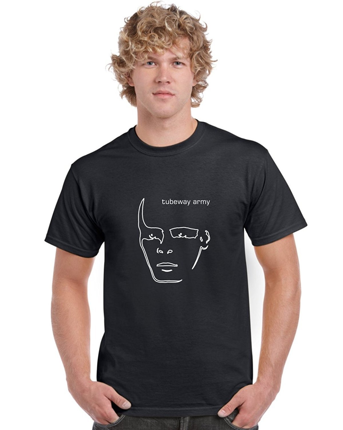 Ameiva Apparel Tubeway Army T Shirt (Medium, Black with White Design)