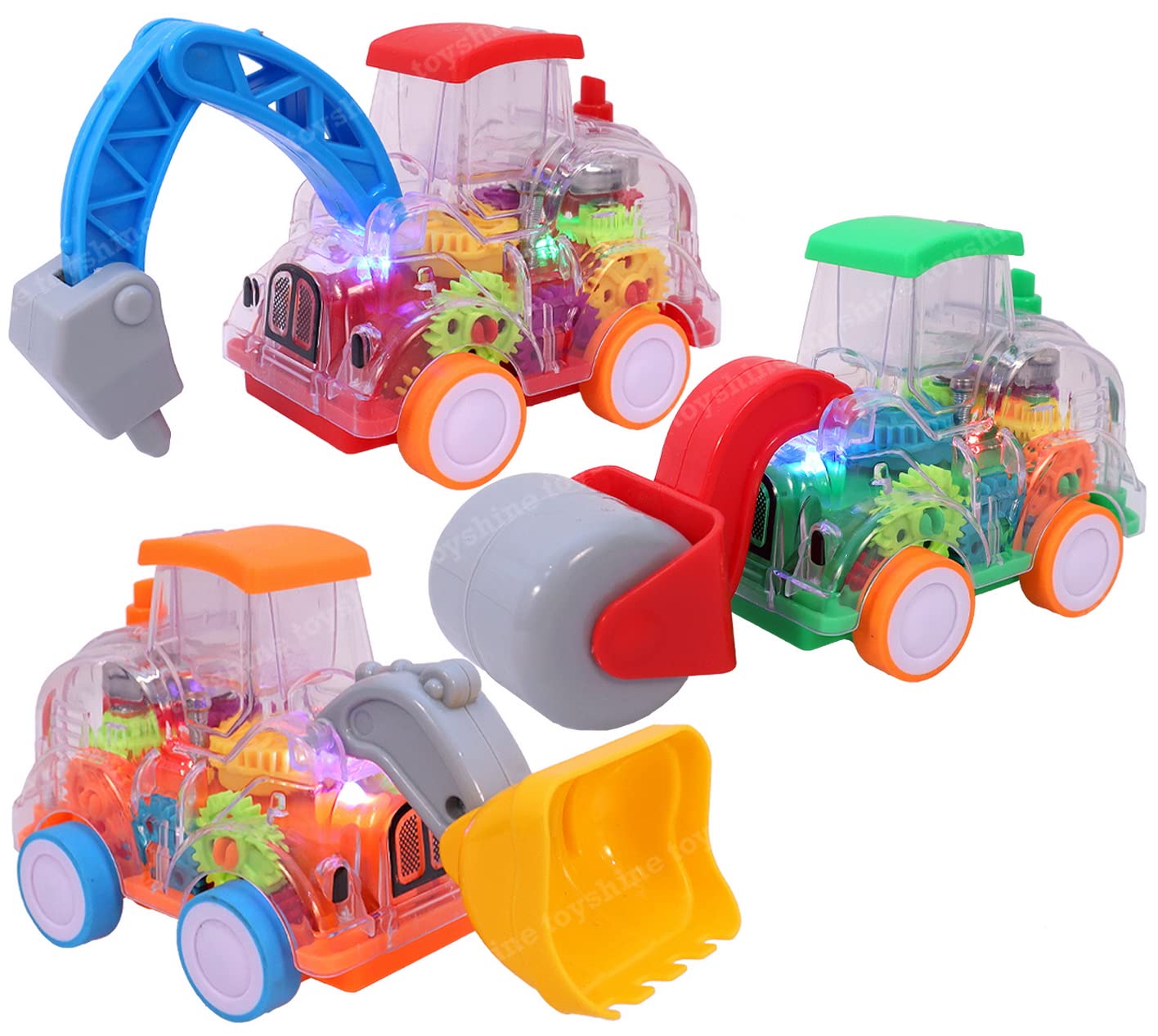 Toyshine Pack of 3 Transparent Gear Moving Truck Construction Miniature Toy Road with Moving Parts Actions, Friction Powered - Light and Ding Sound (B0B53N4PNM) Amazon Price History, Amazon Price Tracker