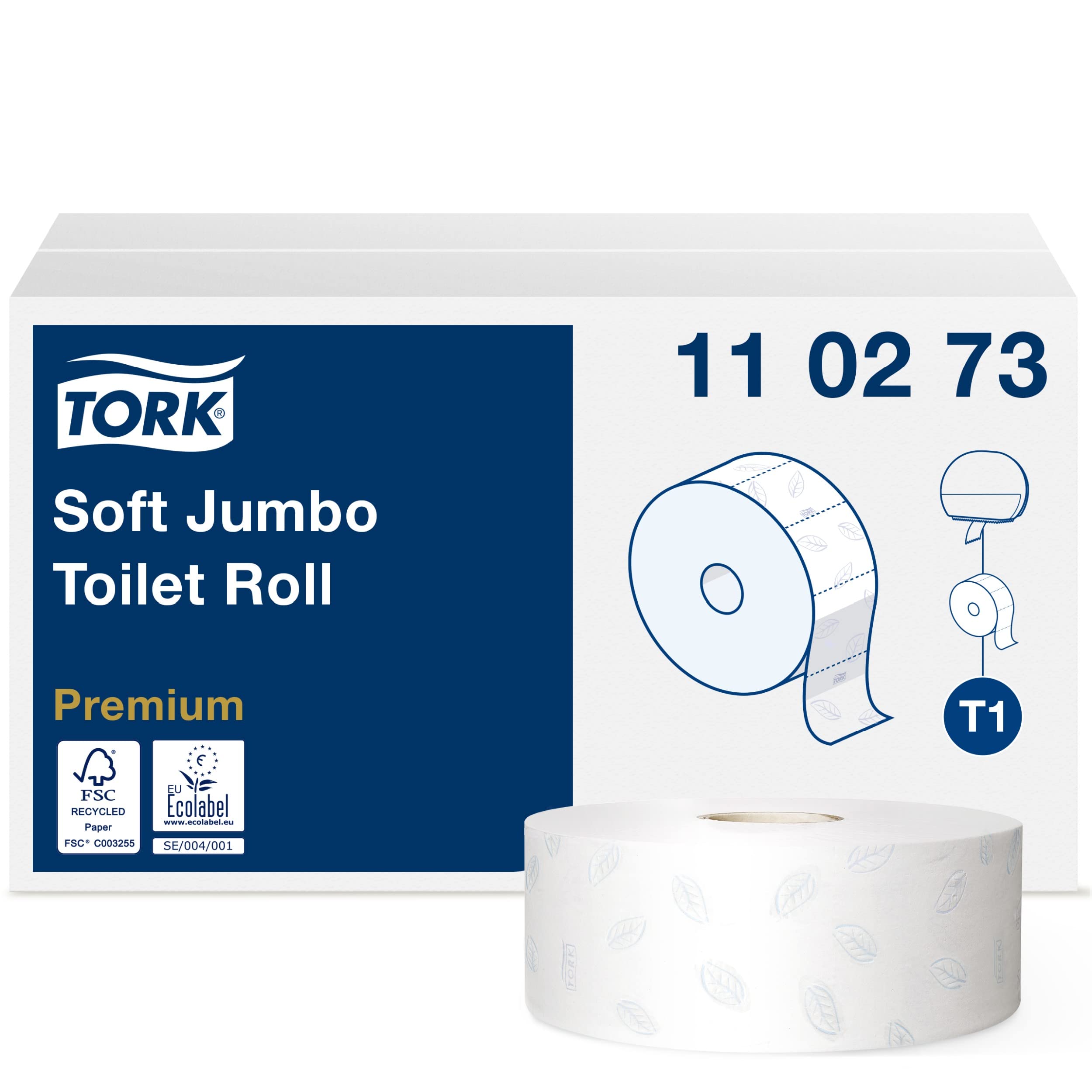 Tork Papier Toilette Jumbo doux blanc T1, Premium, 2 plis, 6 x 360 m, 110273
