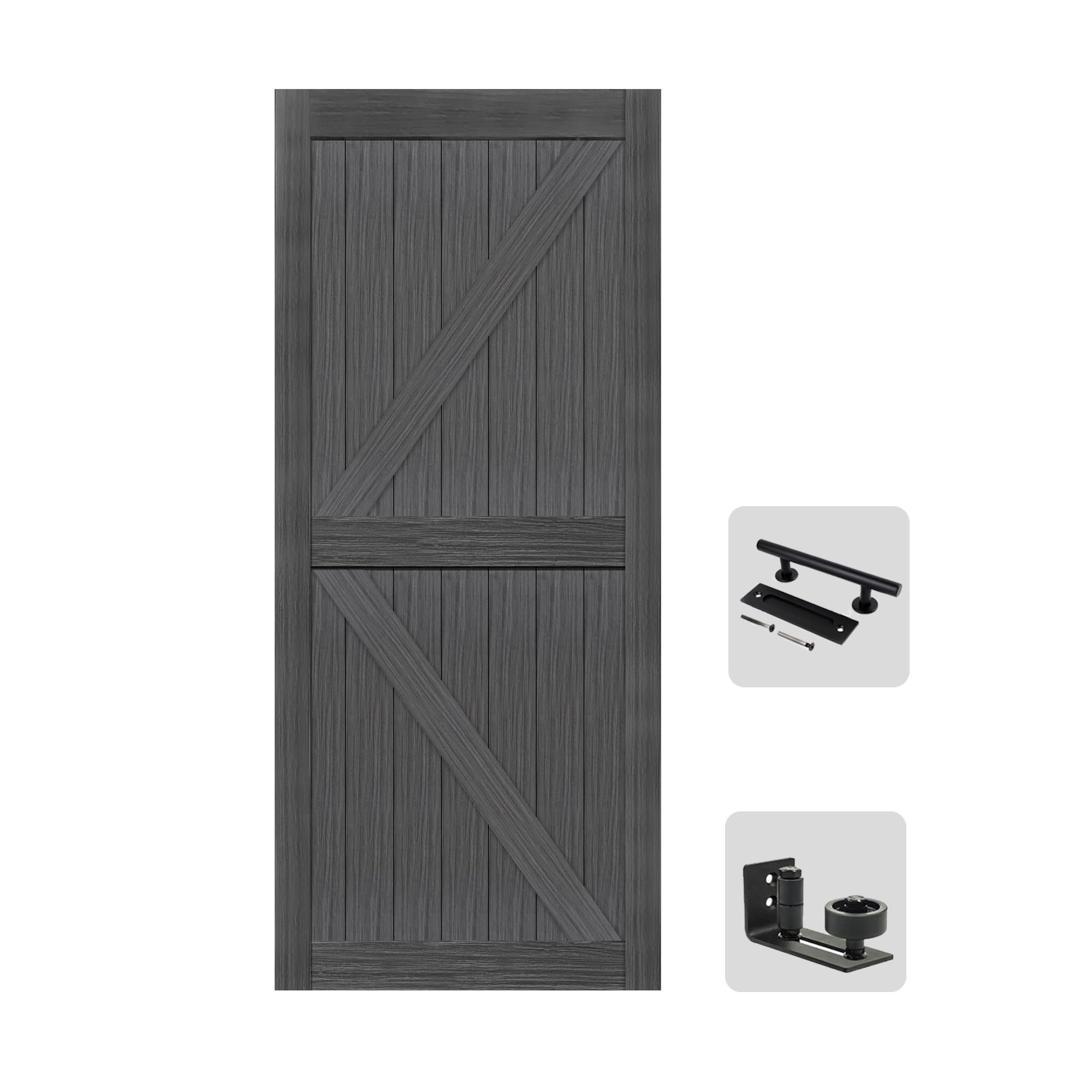 S&Z TOPHAND® 34in x 84in MDF Deep Gray Barn Door, 21-60in Solid Barn Door Slab Covered with Water-Proof PVC Surface, Simple Assembly is Required