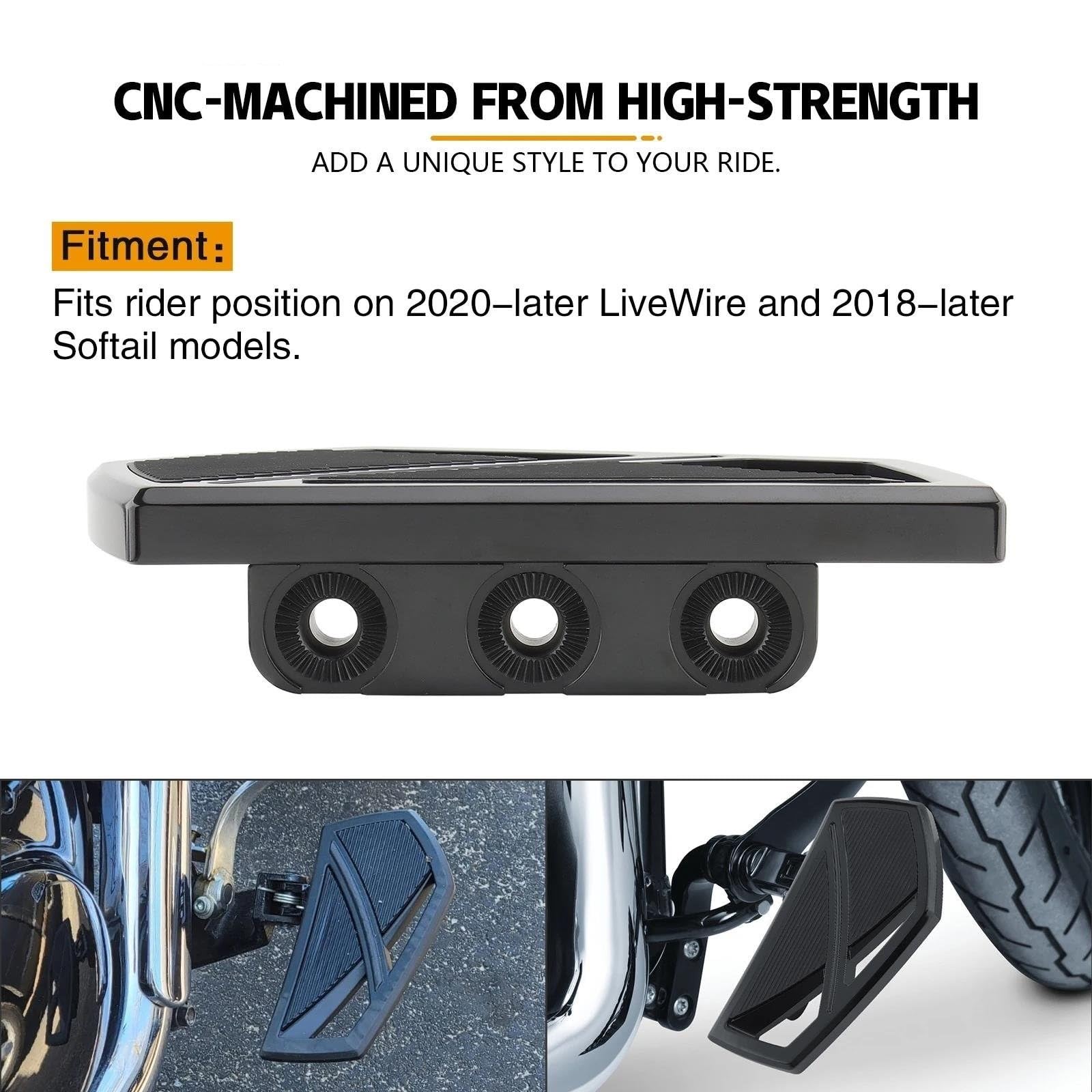 Vordere Fußrasten Motorräder Für Harley Für Softail Für Fat Boy Sport Glide FLSB Street Bob FXBB Fat Bob 2018-2023 Motorrad Dielen Phantom Front Fußrasten Motorrad Hinten Set(Rear Floorboards B)