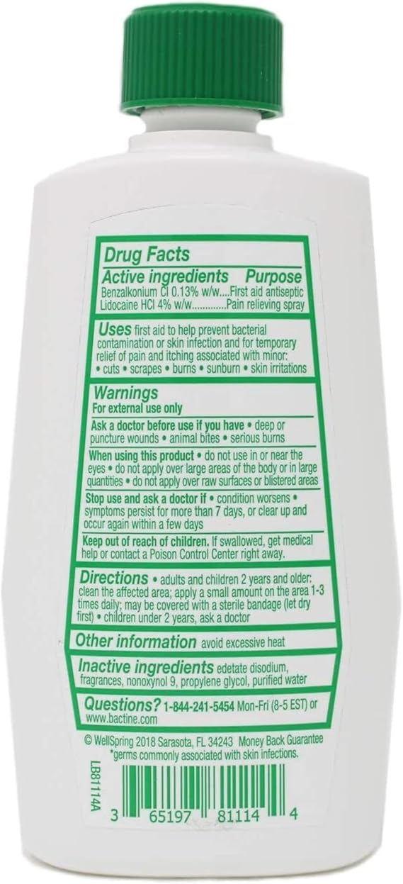 Bactine Max 4 oz Pain Relieving Liquid, (Pack of 2)