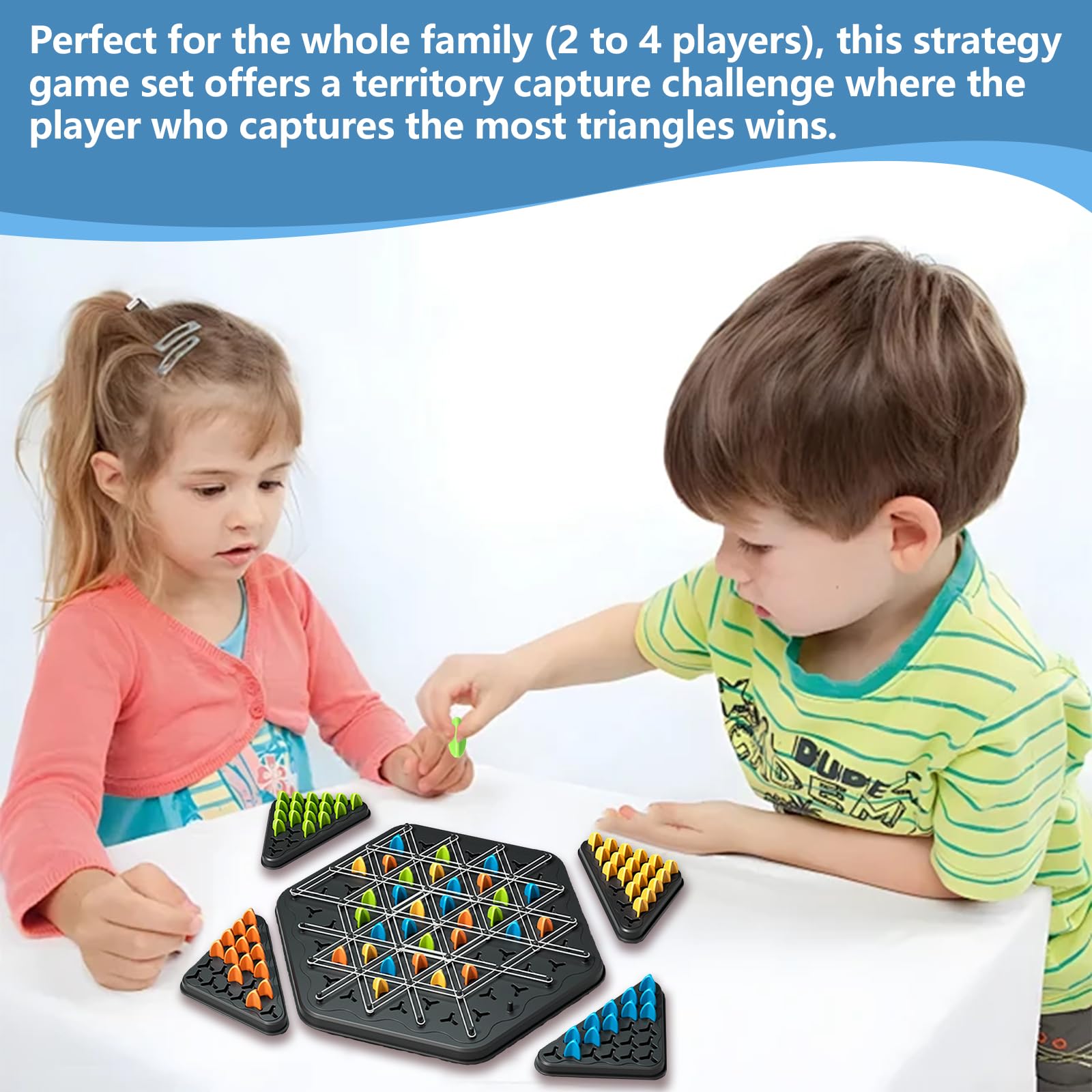 Triggle - Gioco di scacchi geometrico da 2 a 4 giocatori, NlsqEU Chain Triangle Chess Game, Chain Game Knot Logic Gioco Triangolo Gioco di Scacchi con elastici Triangolo, per bambini dai 8