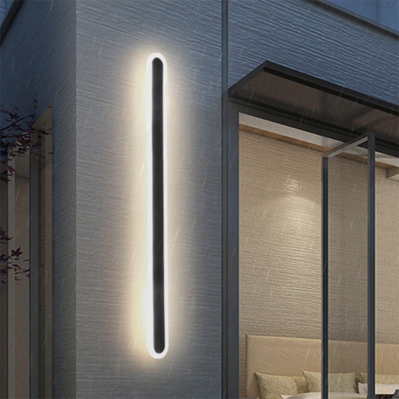 SMCCYYSD LED Wall Lamps, IP65 Waterproof Sconce Light for Indoor & Outdoor Use, Simple Design, 3000K/4000K/6500K Adjustable Natural Light, Black 80cm
