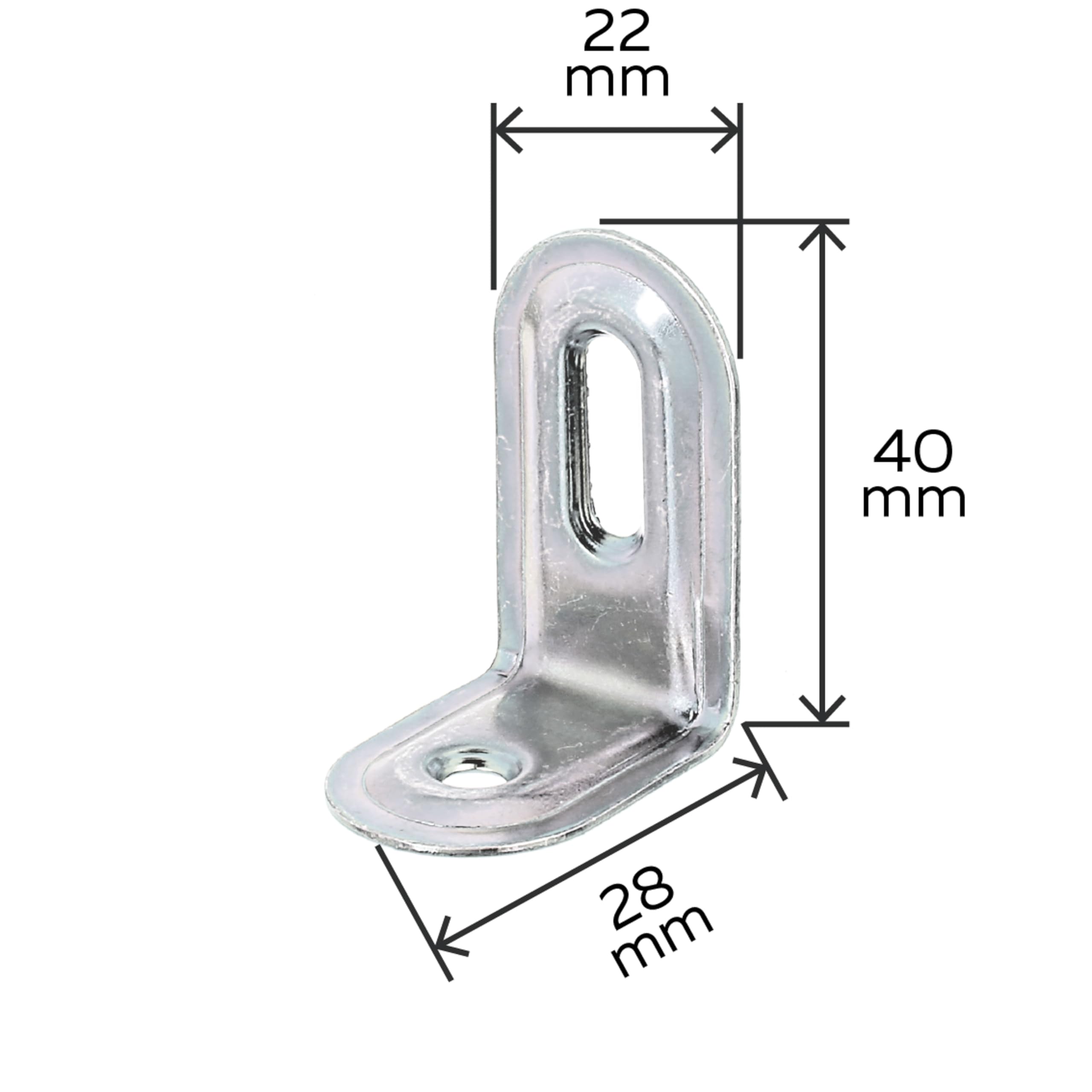 Alberts 847616 Escuadra regulable, Empotrada, Galvanizado, pasivado con capa gruesa, 40 x 22 x 28 mm, Juego de 50
