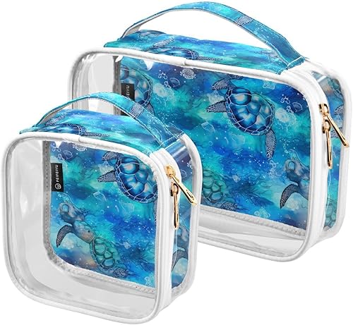 Miniatura 2 de Sea Shell Turtle Clear Toiletry Bag for Traveling,2 Pack Makeup Cosmetic Bag with Zipper,Travel Bag for Toiletries,Travel Essentials 21215059