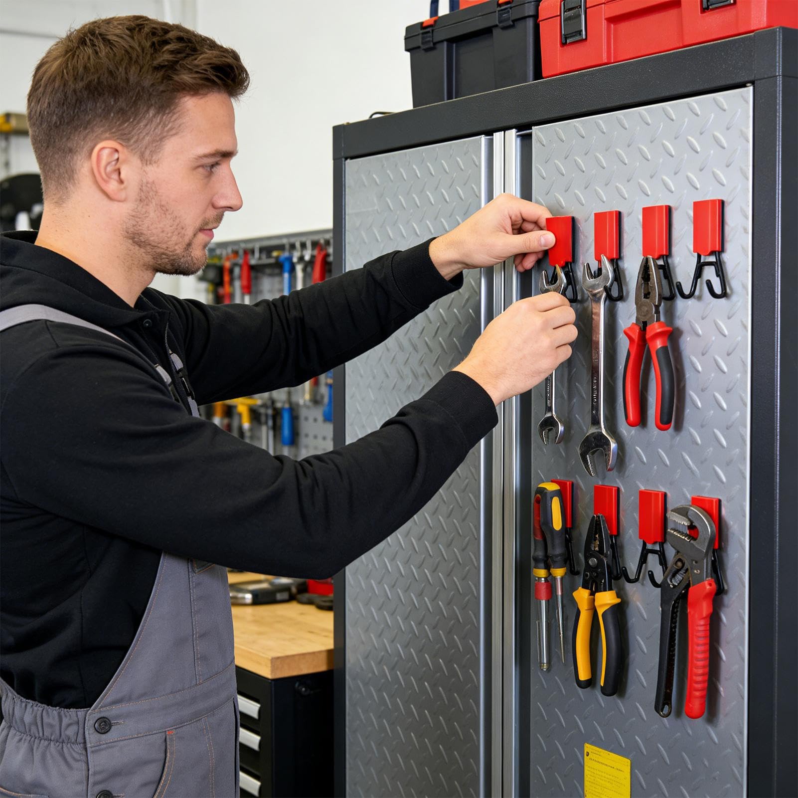 Ganchos magnéticos, colgador de herramientas de metal resistente, ganchos de neodimio fuertes para cobertizo de pared de garaje, organizador multiusos para herramientas de limpieza de mangueras