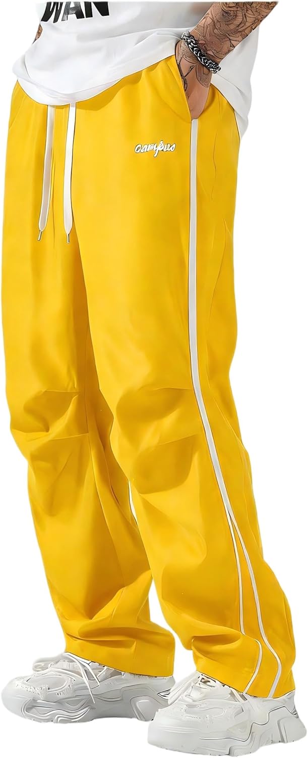 QJQ Men's Y2K Baggy Sweatpants Parachute Pants Wide Leg Vintage Track Pants Casual Streetwear