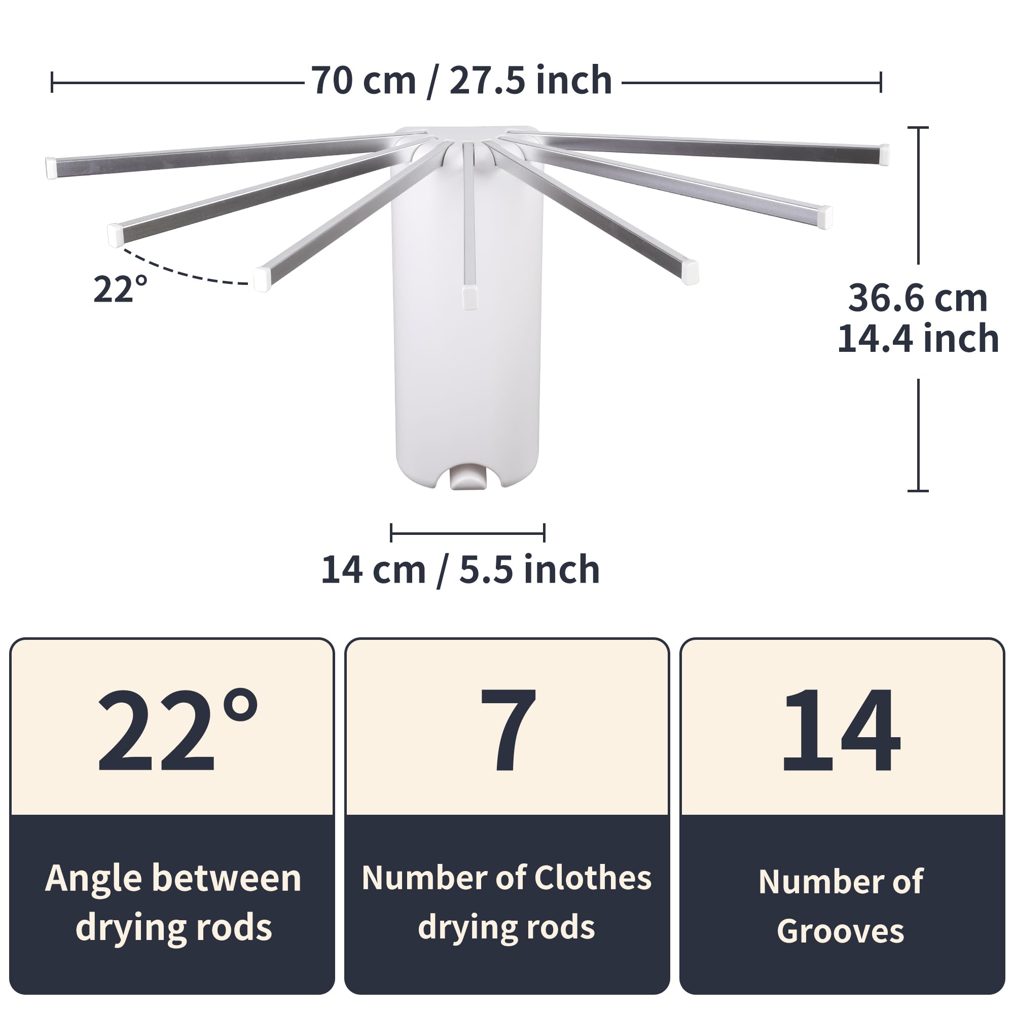 RFOUO Clothes Drying Rack Tripod,Laundry Hanger Dryer Rack,Portable Drying Rack,Outdoor Clothes Rack-Drying Rack Clothing Laundry Bedroom Household Wooden-16rods: Matter Silver Wall Mount