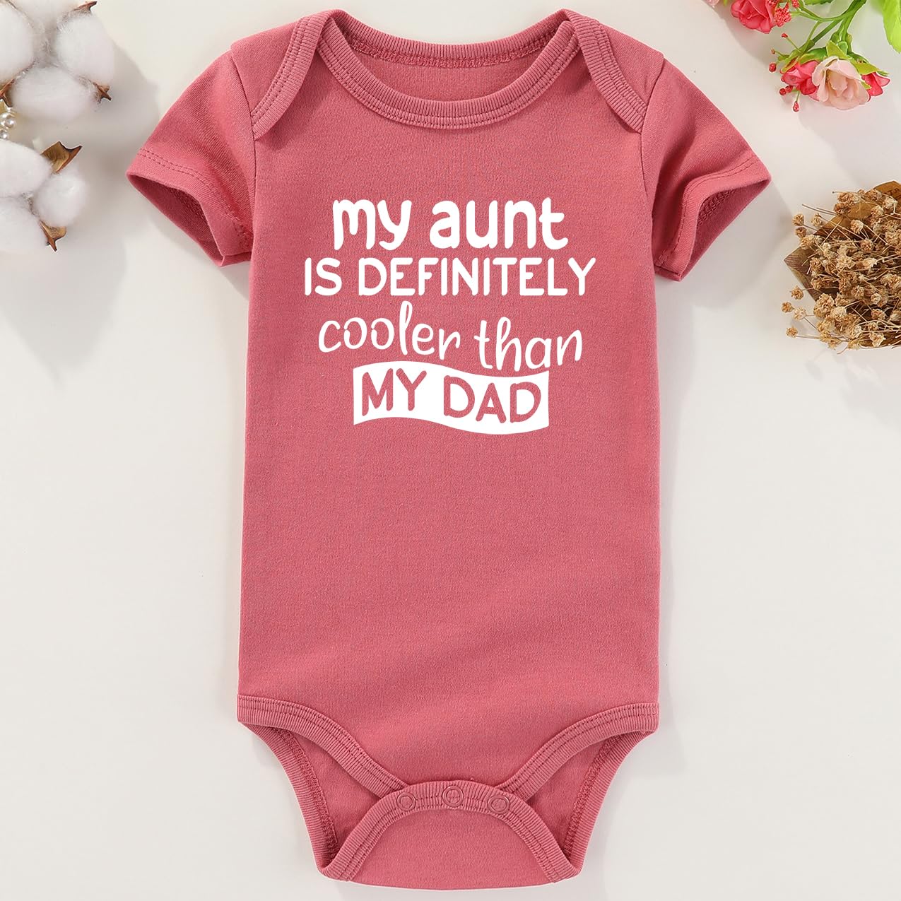 AIZFFZY My Aunt Is Cooler Than Dad Baby girl Clothes Aunties Bestie newborn Outfits infant boy Bodysuits Mauve 3-6 months