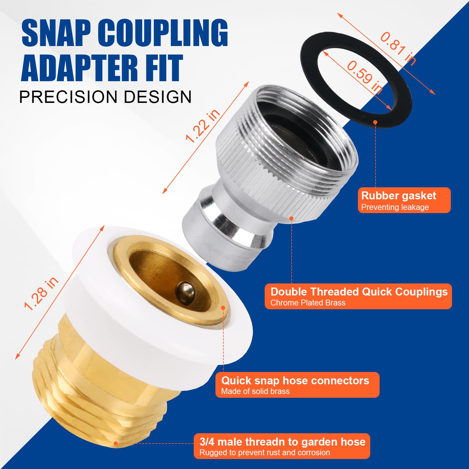 Adaptador de acoplamiento a presión para lavavajillas, adaptador de aireador de conexión rápida para grifo de fregadero interior y exterior, adaptador de manguera de 15/16 a 27 M o 55/64 a 27 F x 3/4