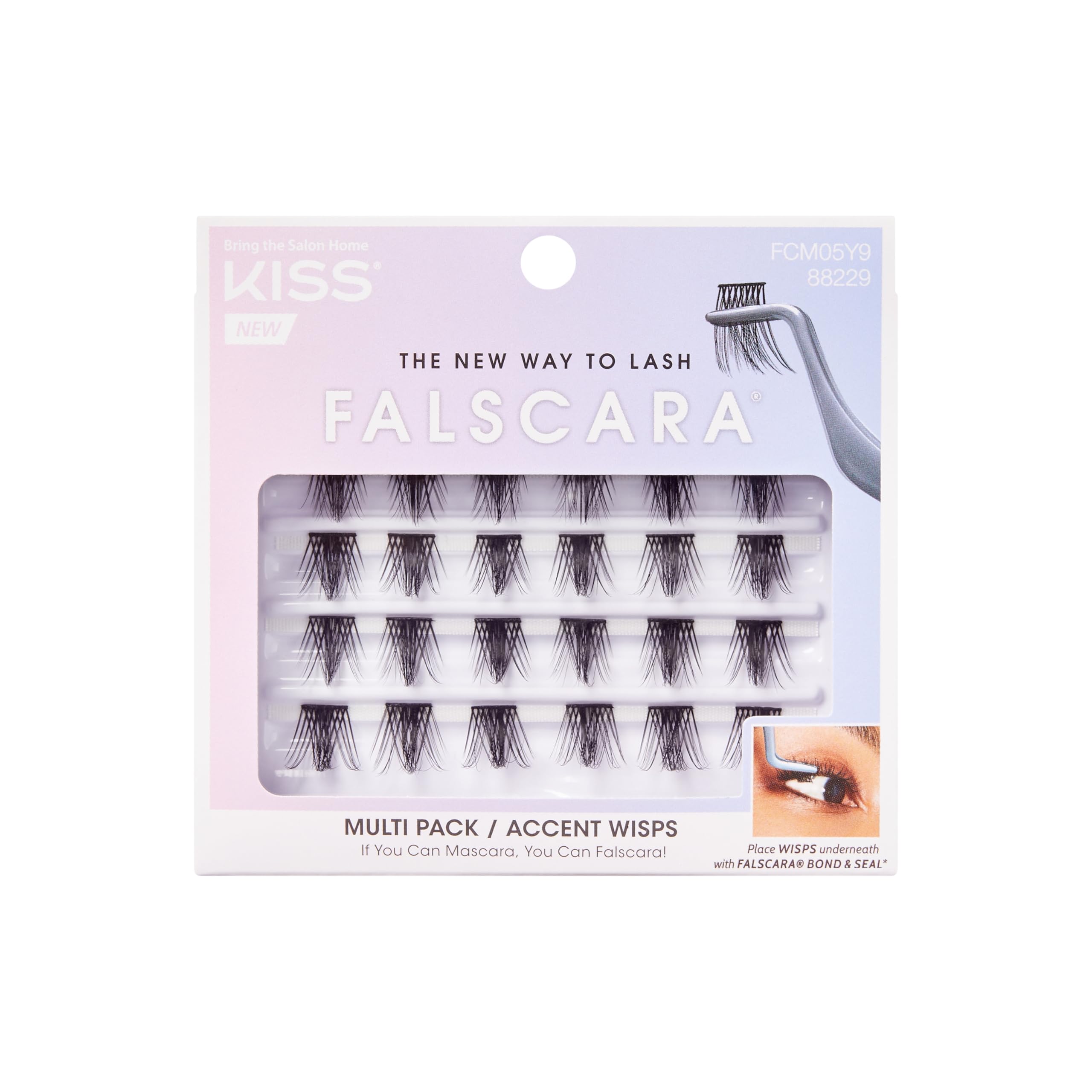 KISS FALSCARA False Eyelashes WISPS Multipack, Accent, DIY, Ultra Glam, Invisible, Rewearable 3x, Buildable & Customizable, Easy To Apply, Split Lash Tip | 24 Wisps