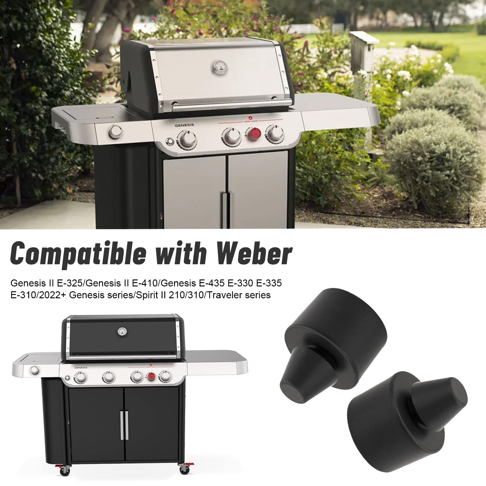 66061 - Coperchi in gomma per barbecue Weber Genesis Spirit Traveler, cuscinetti in silicone per coperchi di griglie, piedini di ricambio per barbecue, confezione da 8