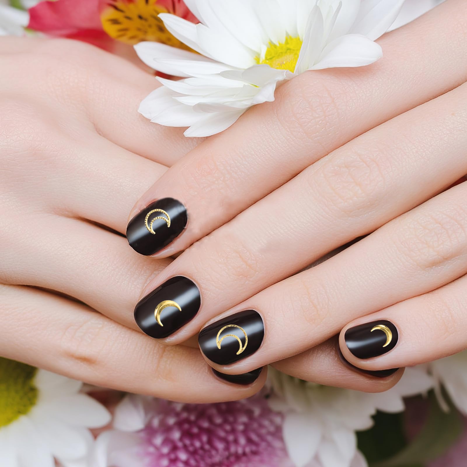 Ciondoli Lunari per Nail Art Oro Rame 1500 Pezzi, Stile Lussuoso | Finiture Piene, Cave e Testurizzate, Uso Quotidiano e Salone, Ampia Scelta per Manicure Fai da Te