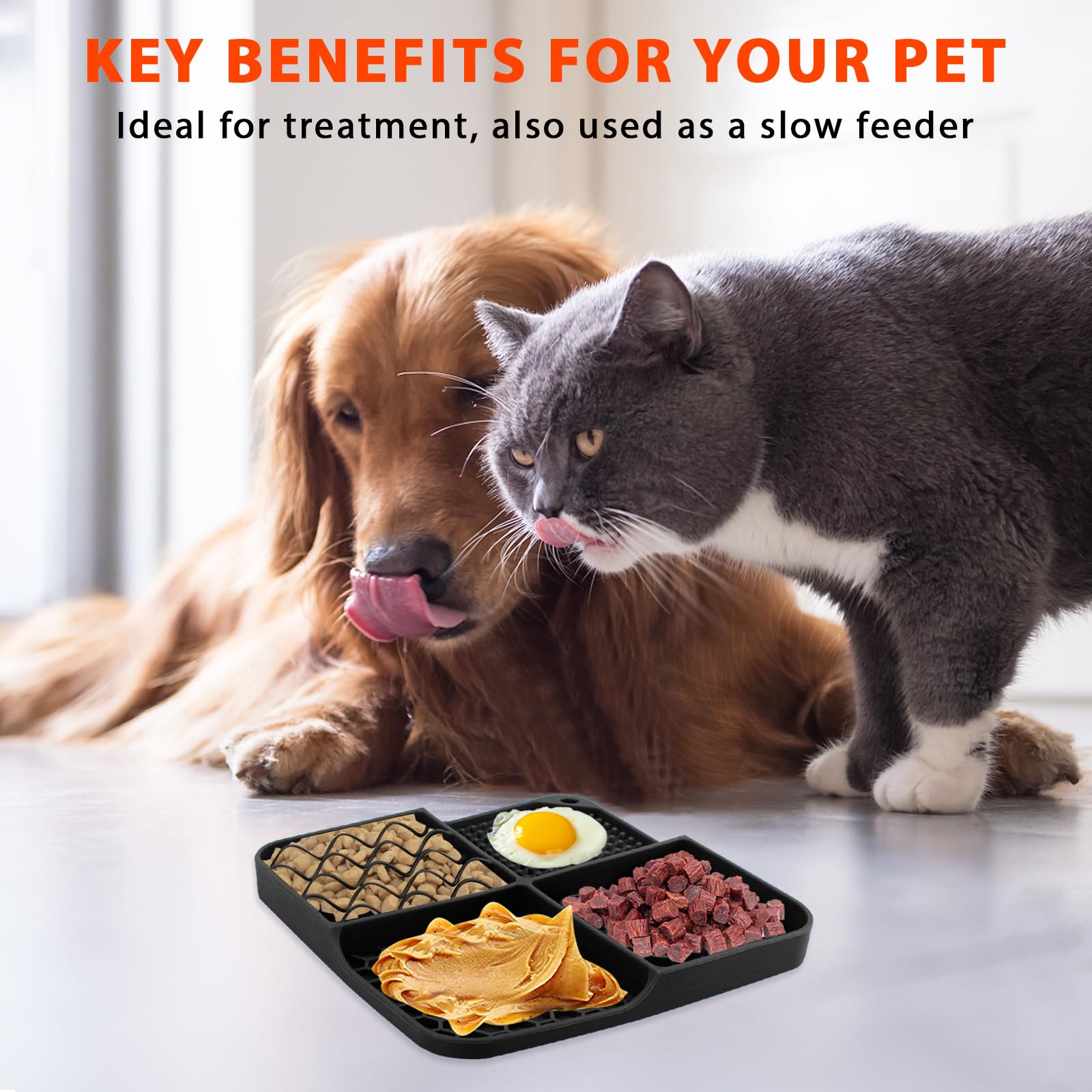 Alfombrilla Para Lamer Perros Y Gatos Eiito | Con Ventosas | Sin BPA | Apta Lavavajillas | Para Alimentación Lenta Y Baño