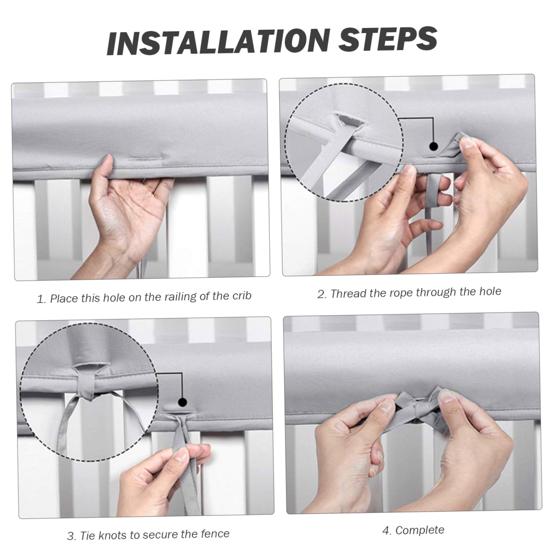 Paracolpi Per Lettino Neonato - Set 3 Pezzi In Velluto, Antigraffio E Anticollisione, Grigio - Foto 3