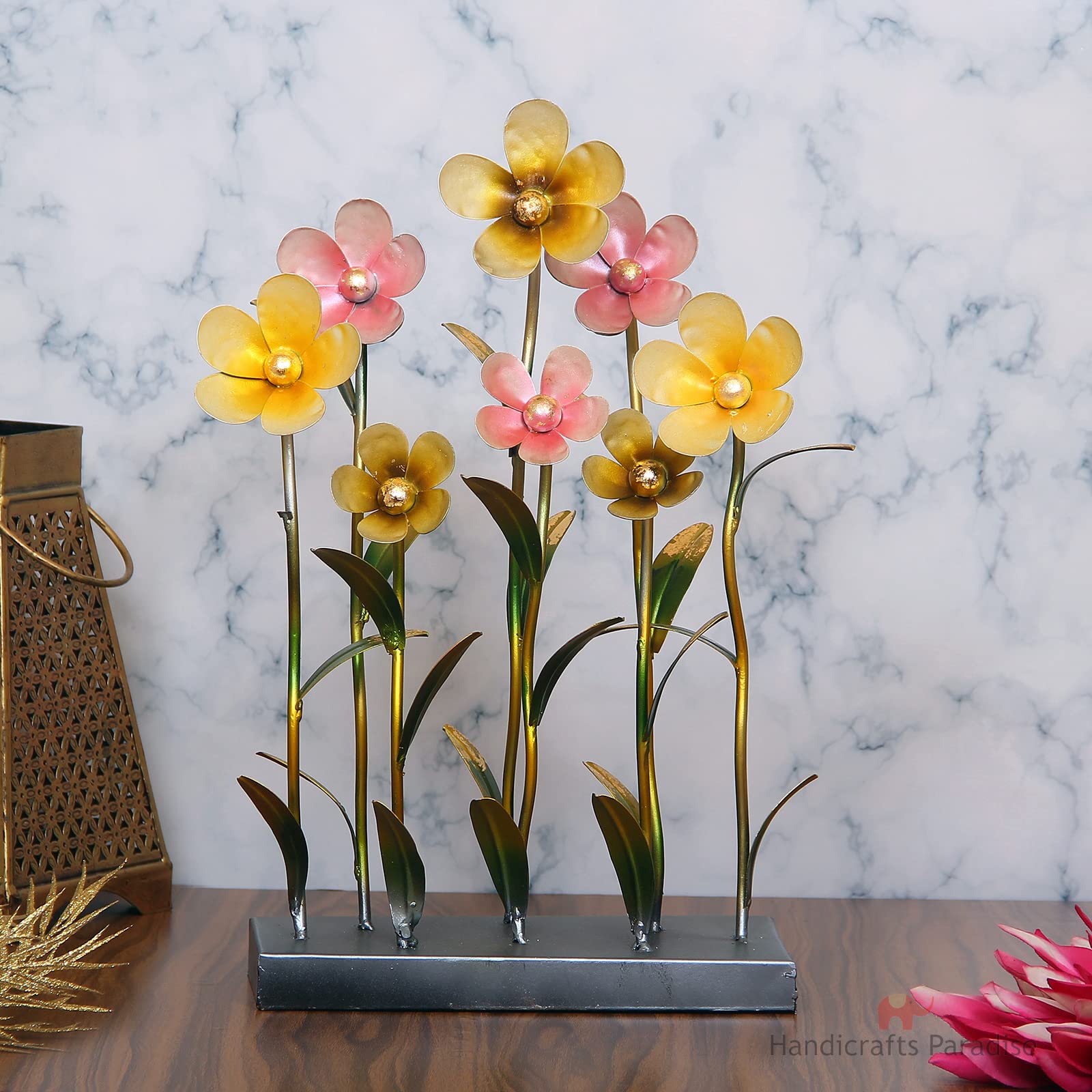Handicrafts Paradise Iron Flower Showpiece 14.4 x 5.5 x 15 Inches (Floral)