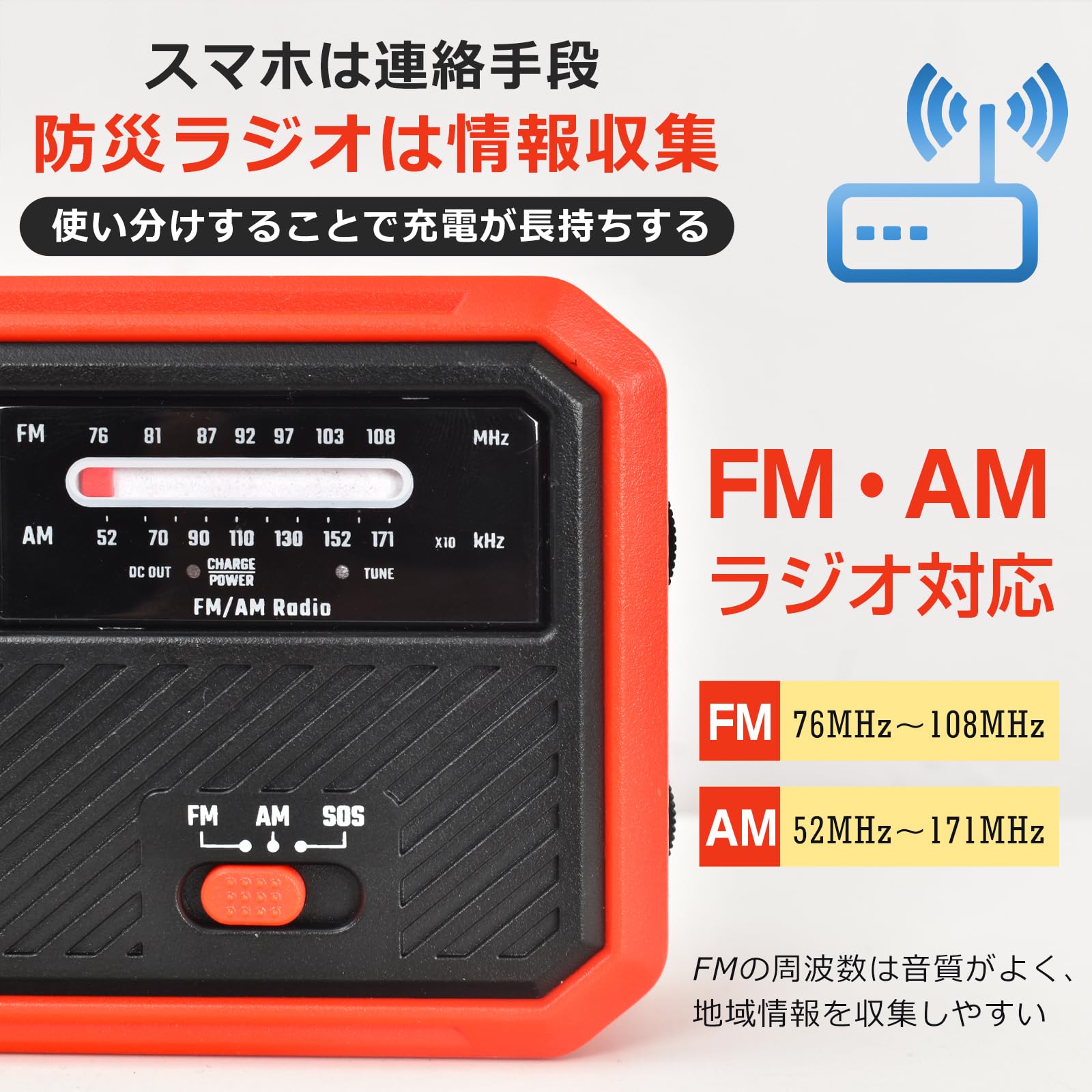 Amazon.co.jp: Fkstyle【防災ラジオ】 1台7役・いざという時の備えに
