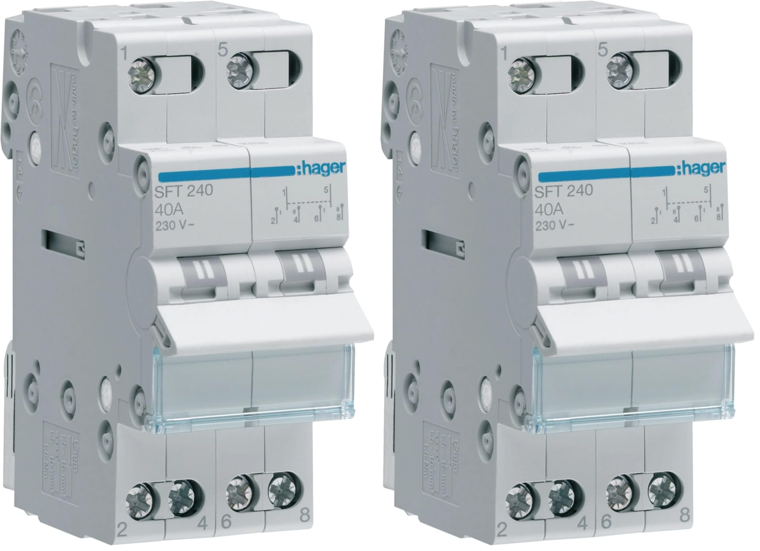 Hager - Interruptor Modular 2 Polos 40a Común Sobre i-0-II (Paquete de 2)