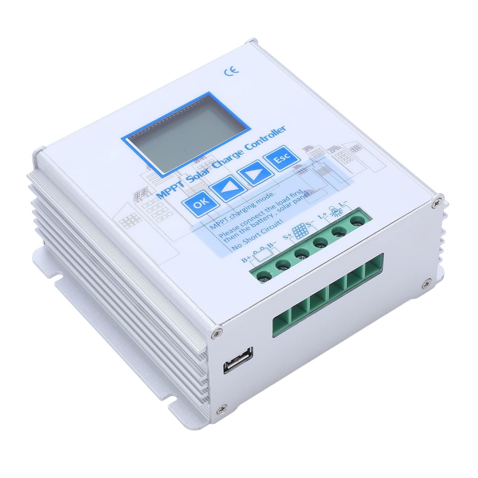 MPPT solarny regulator ładowania 10 A, 24 V, 48 V, wysokowydajny regulator solarny MPPT ze stabilizacją napięcia do baterii litowej, maks. wejście PV 130 V, do kampera, kempingu poza siecią