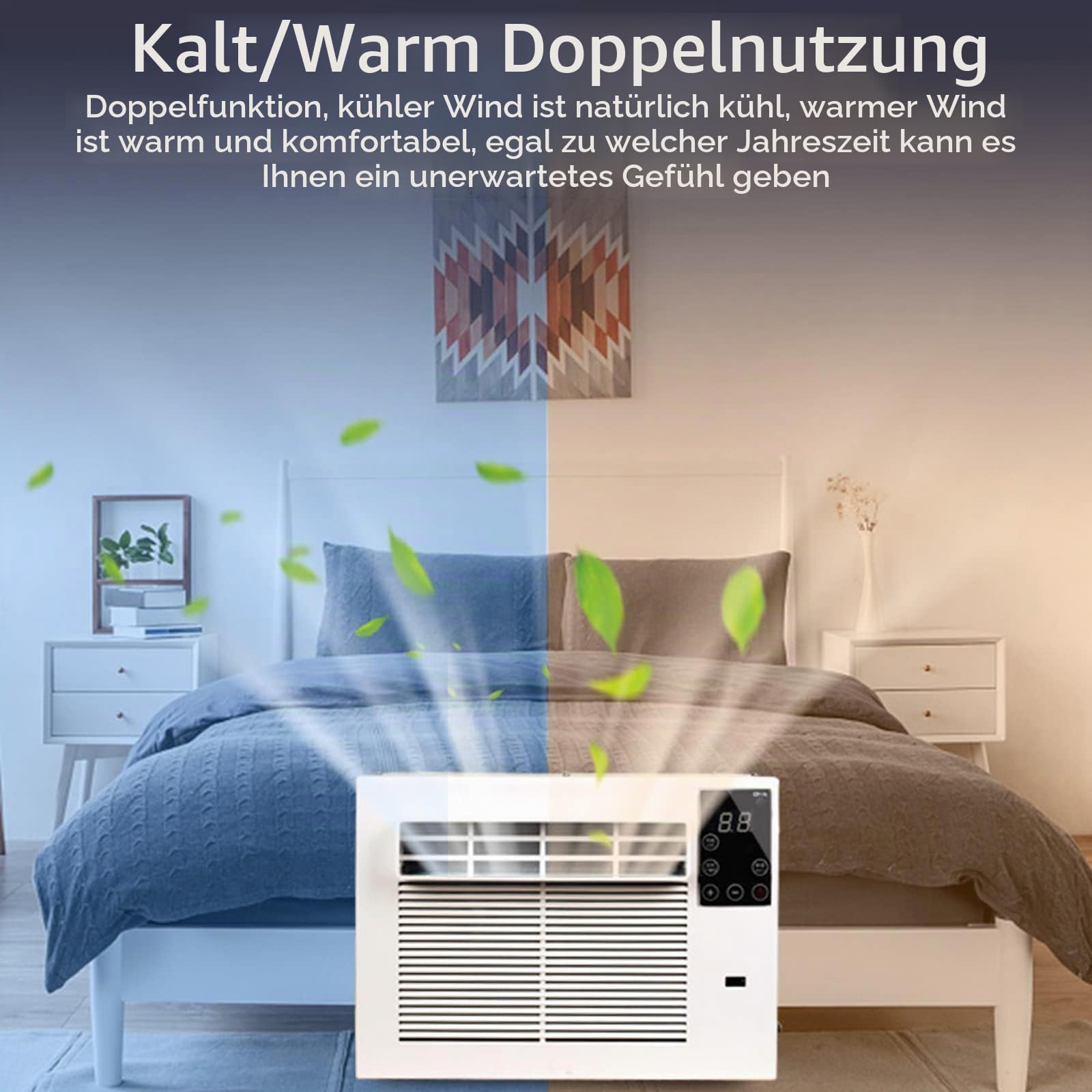 Tragbare 280-W-Mini-Split-Klimaanlage mit Kühlfunktion, intelligenter Zeitschaltuhr und freier Fensteraussicht für Schlafzimmer in Mietwohnungen (kein externes Gerät erforderlich).