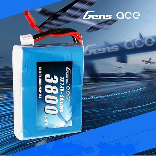 Miniatura 6 de Gens ace Paquete de batería Lipo de 3800mAh 7.4V 2S1P TX con enchufe JST-SYP para el QX7