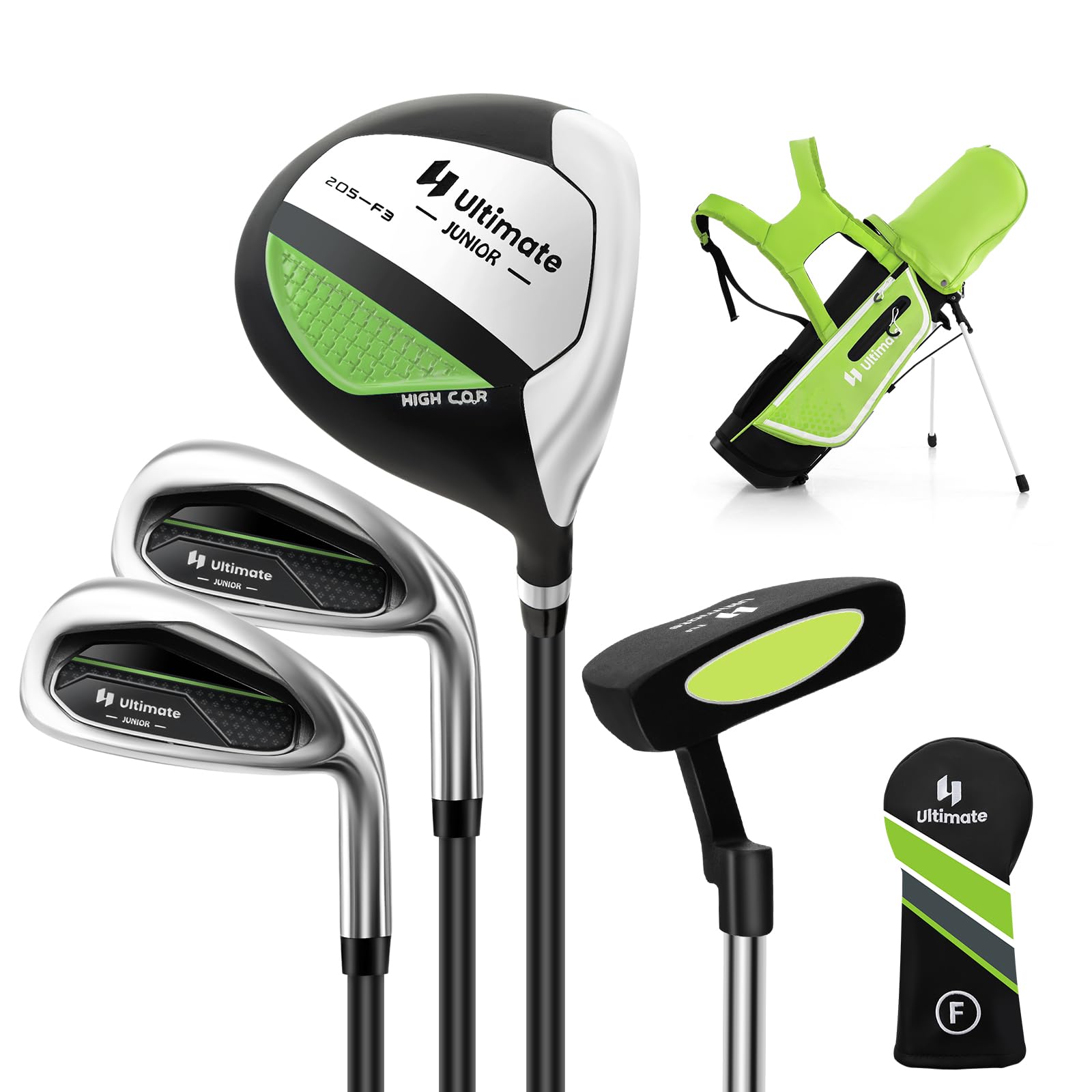 COSTWAY Set di Mazze da Golf per Bambini 5-7 Anni, Set Allenamento Golf con Sacca, Fodera Impermeabile, Legno di Fairway 3, Ferro 7, Ferro S e Putter per Bambini e Bambine, Destrorso