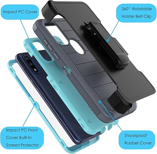 Miniatura 2 de Njjex Funda resistente para Motorola Moto G Pure para Moto G Power 2022 con funda de clip para cinturón, protector de pantalla integrado resistente