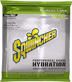 Sqwincher Powder Pack | Lemon-Lime Flavored | Low Calorie | Low Sodium | Electrolyte Replenishment Hydration Drink Mix | Just Add to 5 Gallons of Water | 47.66 oz packet (pack of 16)