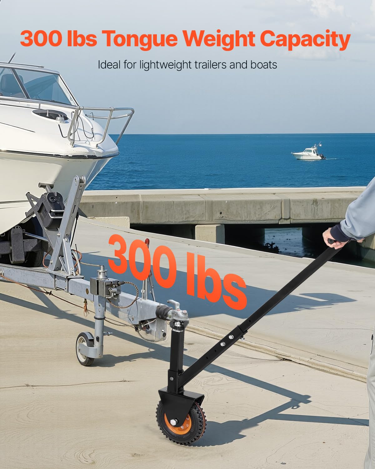 VEVOR Plataforma Rodante para Remolque, Capacidad de Peso de 136 kg, Carrito de Ajustable en Altura de 420 y 560 mm, con Bolas de 47,6 mm y 50,8 mm, Neumático de Goma para Mover un Remolque RV