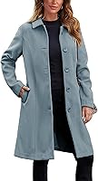 UANEO Women's Faux Wool Peacoat: Long Single-Breasted Trench Coat Dress with Pockets, Warm Winter Overcoat
