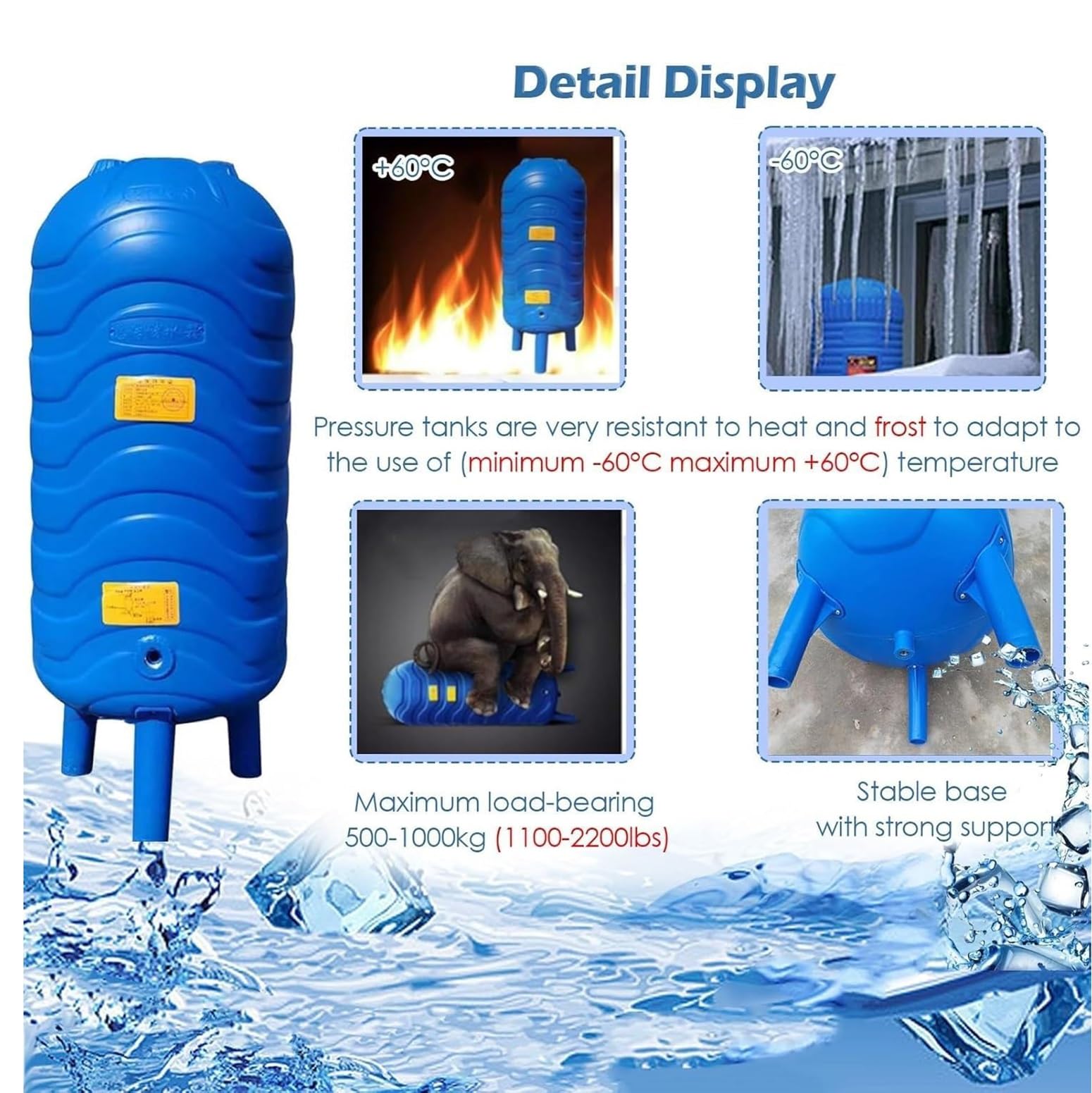 Depósito de presión de agua 60L-200L, recipiente de presión completo de bomba de pozo con kit de montaje para almacenamiento automático de agua en el hogar, jardín, granja e industrial