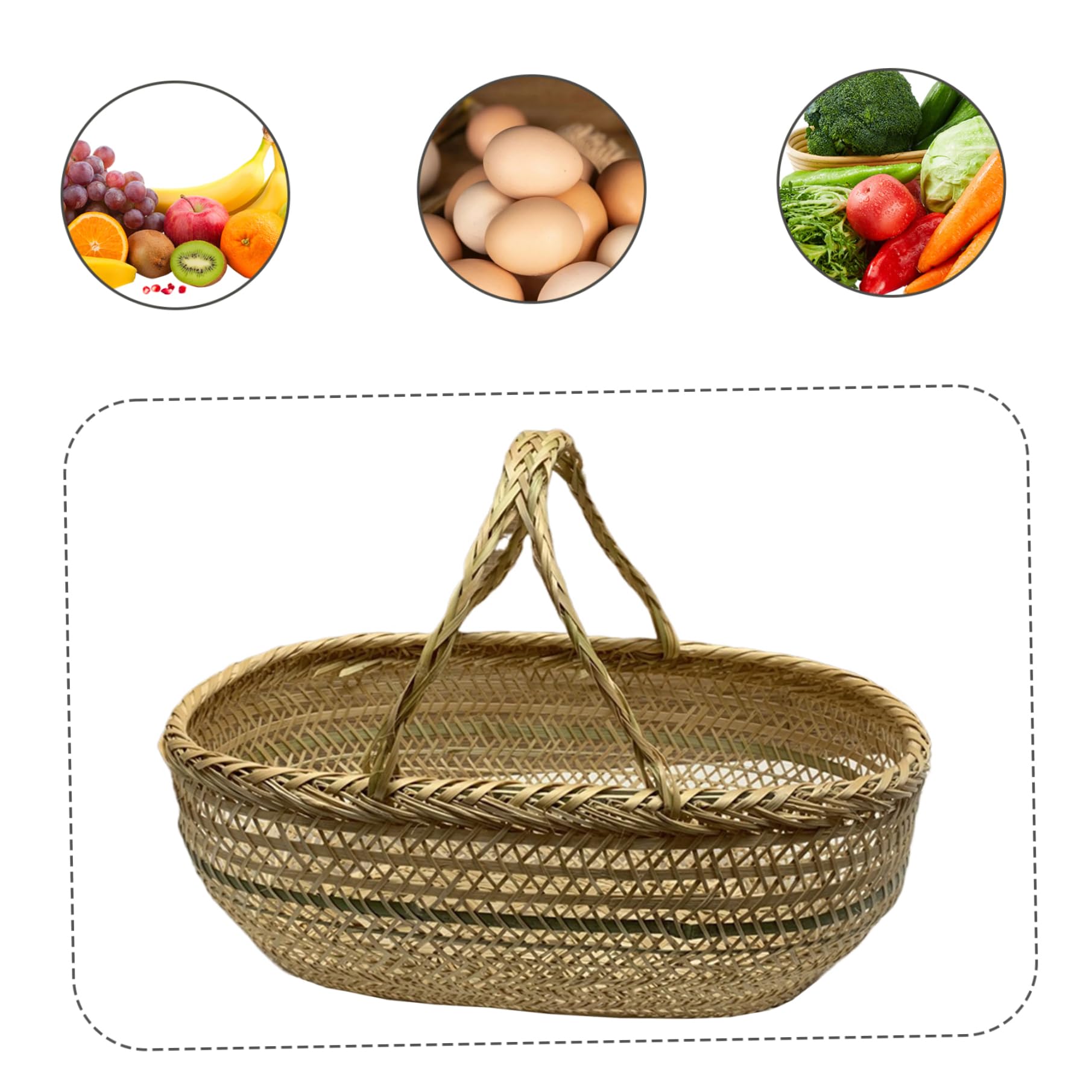 Bambuskorb Mit Griffen | Großer Erntekorb Für Picknick & Garten | Naturmaterial