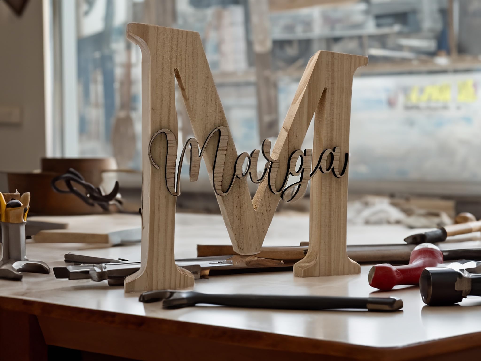 Creativa Digital Letra con Nombre Decorativa en Madera | Hecho a Mano | Madera de Pino Gallego | Ideal para Regalar o Decorar