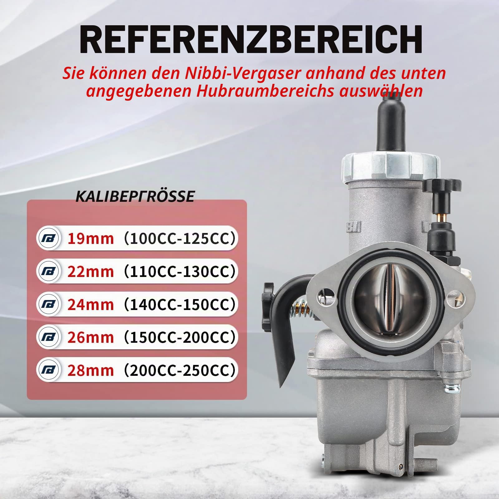 NIBBI PE24mm Vergaser für 140cc-150cc Flansch Motorrad Motor Vergaser mit Carb Jets