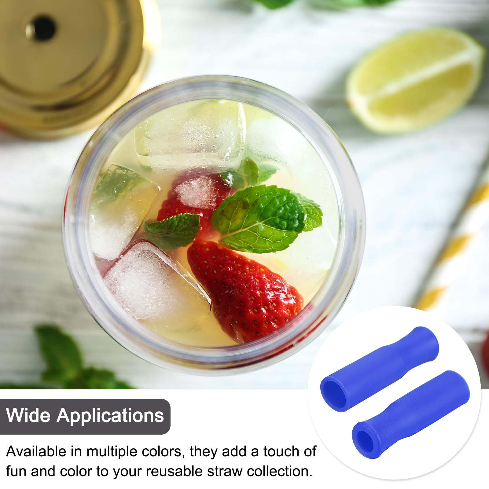 8Pcs Silicone Paille Conseils, Métal Paille Couvertures, Doux