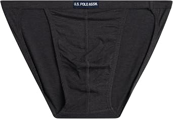 U.S. POLO ASSN. Mens Bikini Underwear - 6 Pack Cotton Blend String & Classic Cut Tag Free Briefs for Men with Contour Pouch