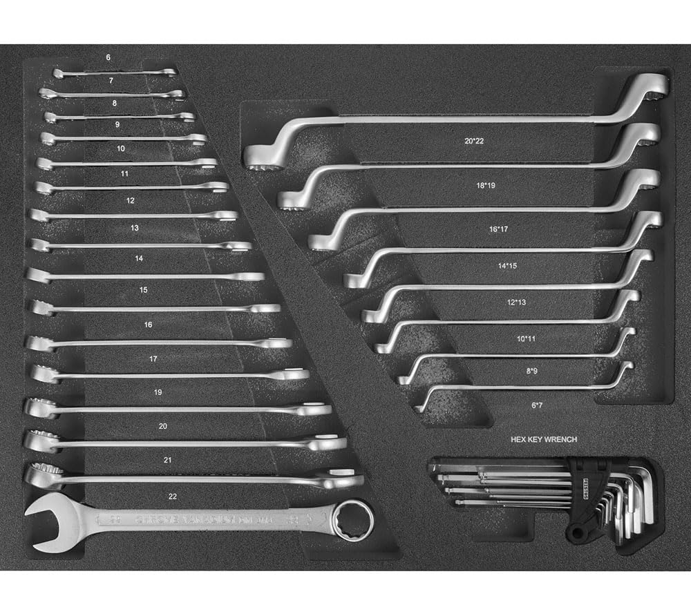 Werkzeugwagen Mento 3 | Werkstattwagen bestückt mit 158 Teilen | Schwarz | 73x48x97 cm | Modular & abschließbar