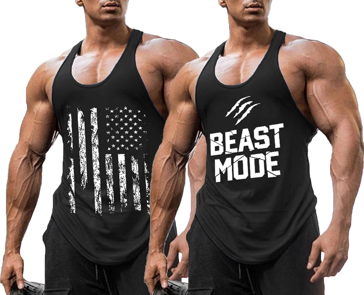 Babioboa Men's 3 Pack Gym Workout Tank Tops Y-Back Muscle Tee Stringer Bodybuilding Sleeveless T-Shirts