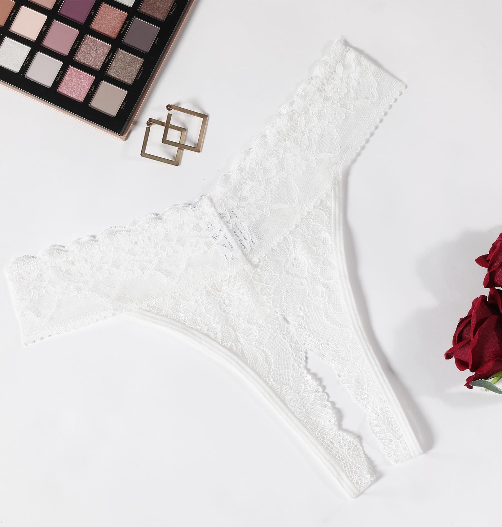 Avidlove Sexy Panties for Women Lace Cheeky Underwear Low Rise T Back Hipster Thong 1-3 Pack: Black+white XX-Large