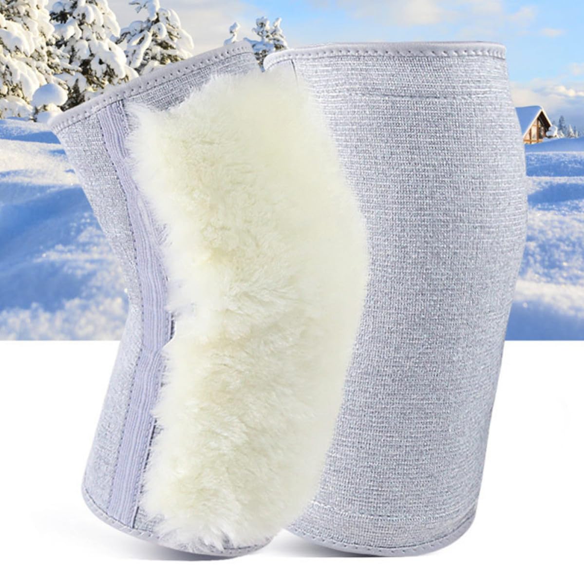 SHINEOFI Genouillère Chaude D'hiver en Laine Épaisse Manchon de Jambe Chaud pour Protection Genoux et Maintien Confortable le Froid