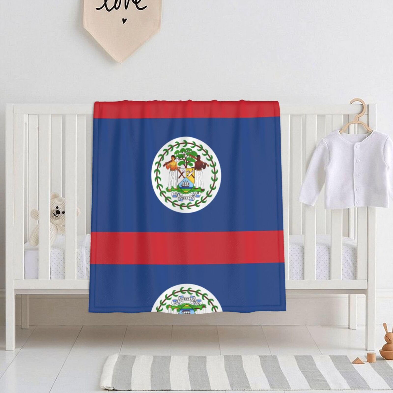 WBQLSL Belize Flag Ultra-Soft Baby Blanket, 30" x 40" Newborn Swaddle & Nursing Throw Blanket