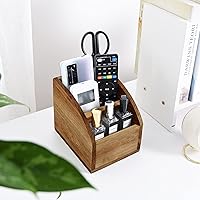 Vista 4 de BONNY DODO Remote Control Holders Organizer Box for Table Small Solid Wooden Desk Farmhouse Home Decor Caddy Basket Store Tv Remote for Media