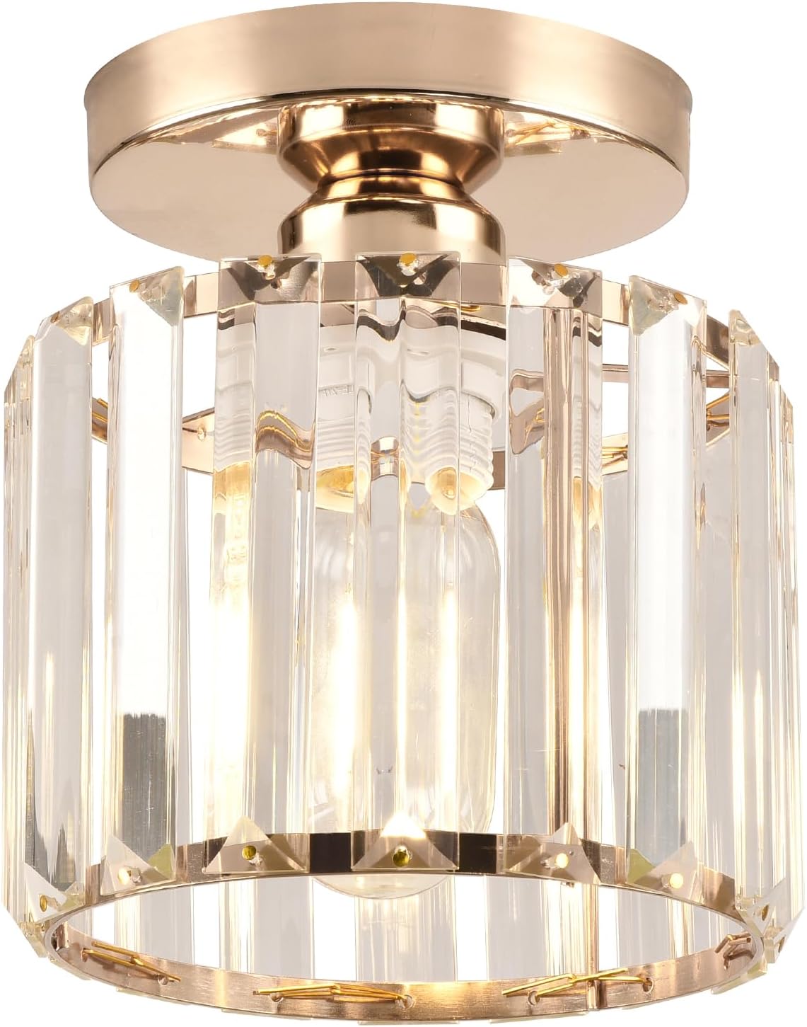 Small Crystal Ceiling Light, Gold Crystal Chandelier Modern LED Ceiling Light Pendant Fixture Lighting for Bedroom Kitchen Hallway Entrance Balcony