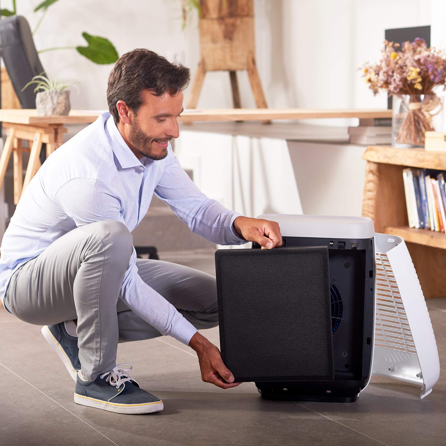 Taurus AP2040 Purificador de aire Hogar Oficina, Air Purifier con sensor nivel contaminación, Filtración Triple, EPA, carbón activo, 18/8 Stainless Steel