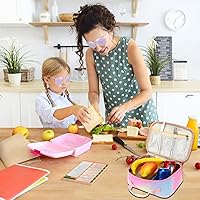 Vista 2 de Lonchera para niños y niñas, bolsa térmica con aislamiento, kit de bolsa de almuerzo reutilizable para viajes escolares (arcoíris Y064)