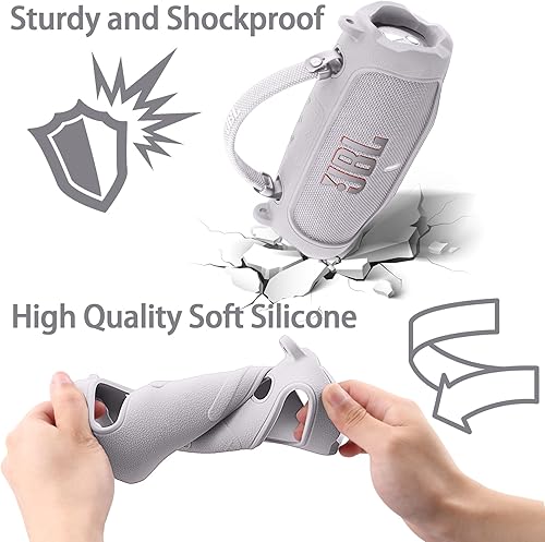 Miniatura 86 de Funda de silicona compatible con JBL Charge 5 portátil impermeable Bluetooth altavoz (funda de silicona negra) Negro cubierta,azul